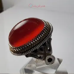 انگشتر فوق کلکسیونی عقیق سرخ رکاب فنی تخصصی طلا و نقره اثر استاد دانیال بسیار خاص