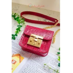 مینی کیف دوشی چرمی دستدوز مینیمال دخترانه، چرم طبیعی گاوی با رنگبندی