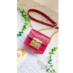 مینی کیف دوشی چرمی دستدوز مینیمال دخترانه، چرم طبیعی گاوی با رنگبندی