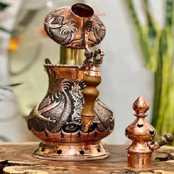 دله ذغالی و گازی جنس مسی قلمزنی شده نخل و شمشیر سعودی بدون تغییر رنگ