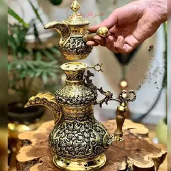 دله ذغالی به همراه قوری و جنس برنجی قلم زنی گل و مرغ طراحی عالی و جدید
