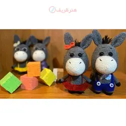 عروسک کاموایی دستبافت الاغ کله گنده هم دخترش هم پسرش هم با عینک هم بی عینک