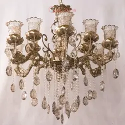 لوستر پذیرایی کلاسیک با تزیینات آلومینیوم و کریستال شیک و زیبا