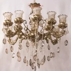 لوستر پذیرایی کلاسیک با تزیینات آلومینیوم و کریستال شیک و زیبا