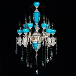 لوستر سرامیک کریستال مدل جدید، کار شده با سرامیک به رنگ فیروزه ای چشم نواز