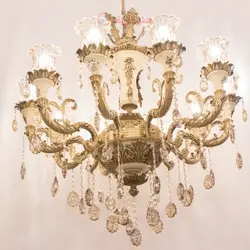 لوستر برنز سرامیک طراحی شاخه های بسیار تماشایی و کریستال های زیبا مناسب افراد سخت پسند