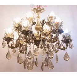 لوستر مدرن و تزیین شده با کریستال های آویزی زیبا و شاخه های با دوام