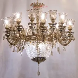 لوستر سقفی طرح شمعدان و کریستال آویزی، آنتیک جنس آلیاژ مقاوم و با دوام