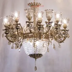 لوستر سقفی طرح شمعدان و کریستال آویزی، آنتیک جنس آلیاژ مقاوم و با دوام