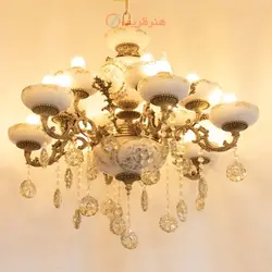 لوستر 7 شاخه طرح سرامیک جنس بدنه آلیاژ درجه یک و ظریف کاری شده