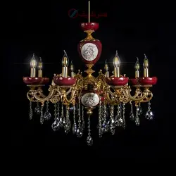 لوستر 8 شاخه مدل پاتریس بدنه آلیاژ و سرامیک با رنگ فورتیک