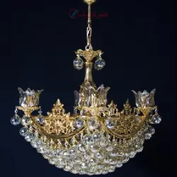 لوستر برنزی مدل سانتی چهار گوش و رنگ آبکاری شده فورتیک