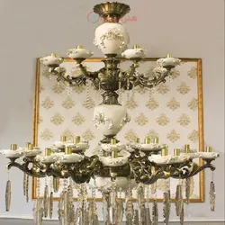 لوستر سنگی سرامیکی 24 شاخه با بدنه آلیاژ مقاوم و رنگ آبکاری شده