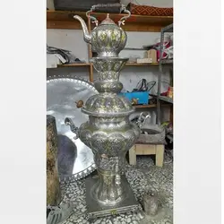 سماور ذغالی برنجی 200 لیتری قلمزنی دست با روکش قلع، کیفیت ساخت درجه یک