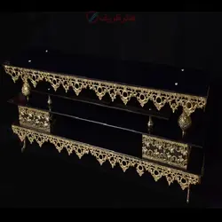 میز تلویزیون برنزی سه طبقه با رویه شیشه و طراحی شیک و خاص