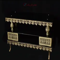 میز تلویزیون برنزی رنگ طلایی ثابت، طراحی شکیل و شیک