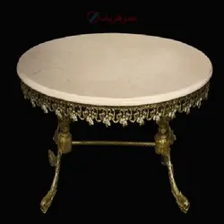 میز تلفن برنجی با رویه سنگی سفید با دوام بالا و شیک