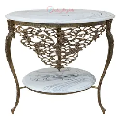 میز تلفن دو طبقه با رویه سنگی و بدنه آلیاژ