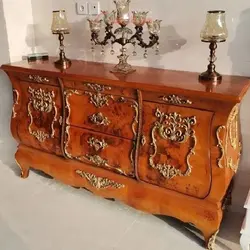 کنسول پایه کوتاه معرق کاری شده بدنه چوب روس و رنگ پولیش شده درجه یک