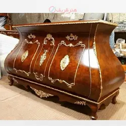 کنسول معرق کاری اجرا شده با چوب روس و رنگ پولیشی چند لایه