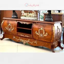 میز تلویزیون معرق کاری و بدنه کارشده دارای رنگ بندی و امکان تولید با ابعاد دلخواه شما