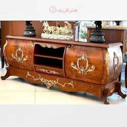 میز تلویزیون معرق کاری و بدنه کارشده دارای رنگ بندی و امکان تولید با ابعاد دلخواه شما