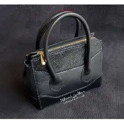 کیف دستی زنانه چرمی دستدوز اجرا شده با چرم طبیعی گاوی و یراق استیل با رنگ ثابت