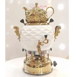 سماور گازی 6 لیتری مدل توپی آناناسی سفید