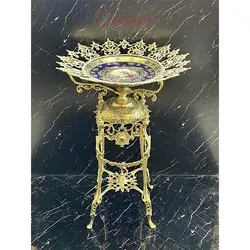 کنار سالنی برنزی 4 پایه طرح کالسکه ای با بدنه چینی اصلی، کیفیت اعلاء