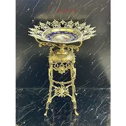 کنار سالنی برنزی 4 پایه طرح کالسکه ای با بدنه چینی اصلی، کیفیت اعلاء