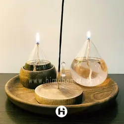 شمع پیرکس ست اشکی با سینی چوبی
