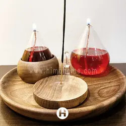 شمع پیرکس ست اشکی با سینی چوبی