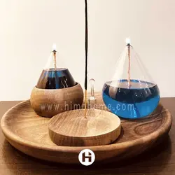 شمع پیرکس ست اشکی با سینی چوبی