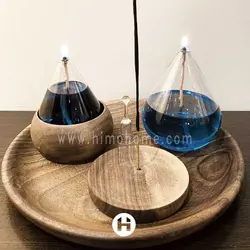 شمع پیرکس ست اشکی با سینی چوبی