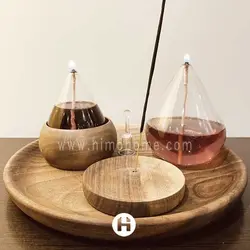 شمع پیرکس ست اشکی با سینی چوبی