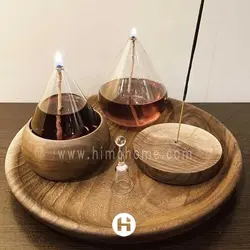 شمع پیرکس ست اشکی با سینی چوبی