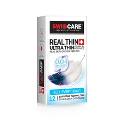 کاندوم سوئیس کر مدل Real Thin Ultra Thin  بسته 12 عددی