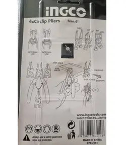 ست 4عددی انبر خار باز کن سر صاف و کج سایز 6 اینچ INGCO مدل HCCP016