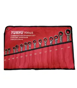 ست آچار 14 عددی یکسر تخت یکسر رینگ جغجغه ای YUNHU TOOLS