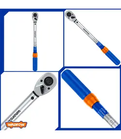 آچار ترکمتر جغجغه ای  40الی220 نیوتن درایو 1/2 وادفو WADFOW مدل WWQ1D12 برگه کالیبراسیون دار طرح تاپ تول