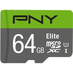 کارت حافظه microSDXC پی ان وای مدل Elite کلاس 10 استاندارد UHS-I U1 سرعت 100MBs ظرفیت 64 گیگابایت به همراه آداپتور SD