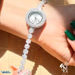 ساعت نقره نگین دار طرح فلاور