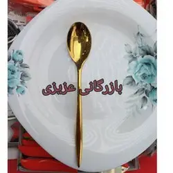 سرویس قاشق چنگال 24 نفره اروپایی طلایی یونیک ضخیم4.5 میل همراه جعبه