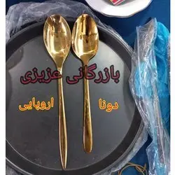 سرویس قاشق چنگال 24 نفره اروپایی طلایی یونیک ضخیم4.5 میل همراه جعبه
