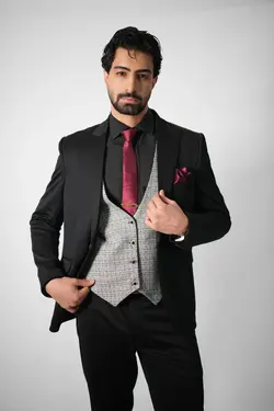 ست سه تیکه کت شلوار جلیقه دورو مردانه مدل 235