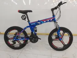 دوچرخه تاشو سایز ۲۰ مارک VTT رینگ ۳ پره رنگ‌ شیشه ای