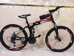 دوچرخه تاشو سایز ۲۶ مارک JV LUKER رنگ‌ مشکی قرمز