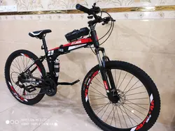 دوچرخه تاشو سایز ۲۶ مارک JV LUKER رنگ‌ مشکی قرمز