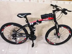 دوچرخه تاشو سایز ۲۶ مارک JV LUKER رنگ‌ مشکی قرمز