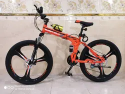 دوچرخه تاشو سایز ۲۶ ،۲۴ و ۲۷ SUPER GOLD سوپر گلد ، رینگ‌ سه پره رنگ‌ نارنجی همراه با هدیه